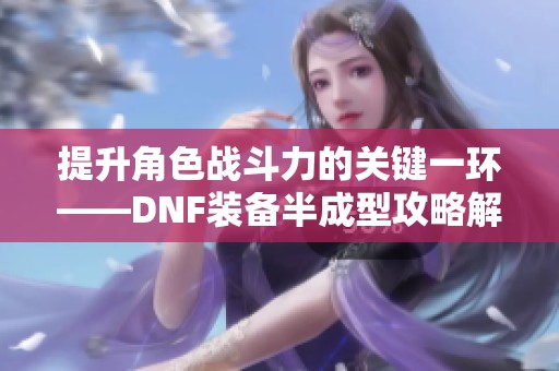 提升角色战斗力的关键一环——DNF装备半成型攻略解析