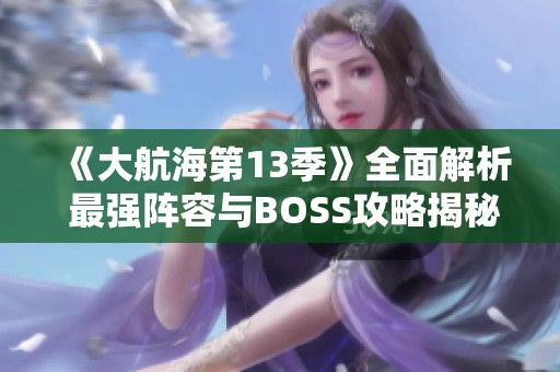 《大航海第13季》全面解析 最强阵容与BOSS攻略揭秘