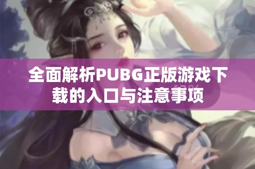 全面解析PUBG正版游戏下载的入口与注意事项