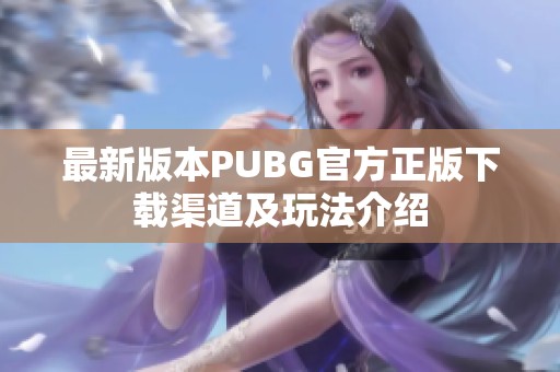 最新版本PUBG官方正版下载渠道及玩法介绍