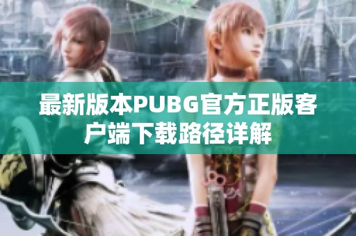 最新版本PUBG官方正版客户端下载路径详解