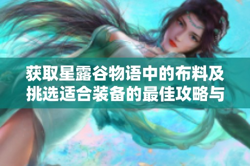 获取星露谷物语中的布料及挑选适合装备的最佳攻略与技巧分享