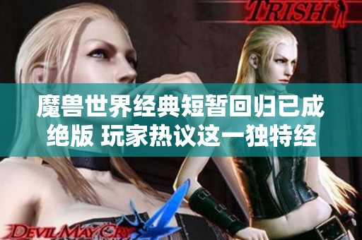 魔兽世界经典短暂回归已成绝版 玩家热议这一独特经历的意义与影响