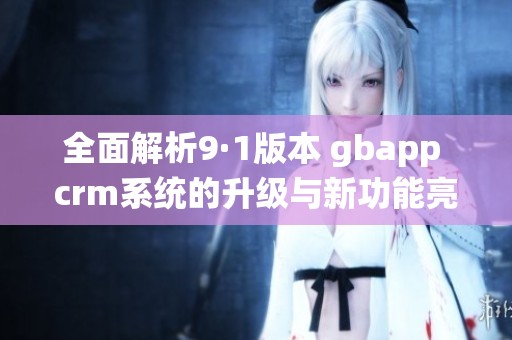 全面解析9·1版本 gbapp crm系统的升级与新功能亮点