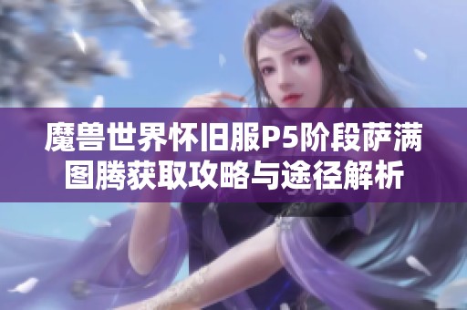 魔兽世界怀旧服P5阶段萨满图腾获取攻略与途径解析