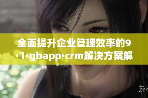 全面提升企业管理效率的9·1·gbapp·crm解决方案解析